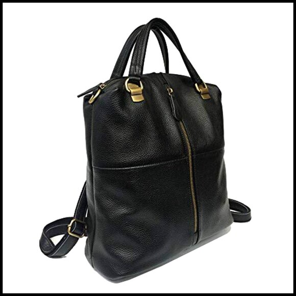 Genuine Leather Backpack Purse for Women, Adjustable Straps, Laptop Compatible main image 5
